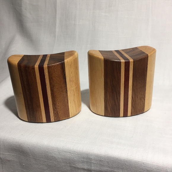 Mid century modern wood salt and pepper shakers